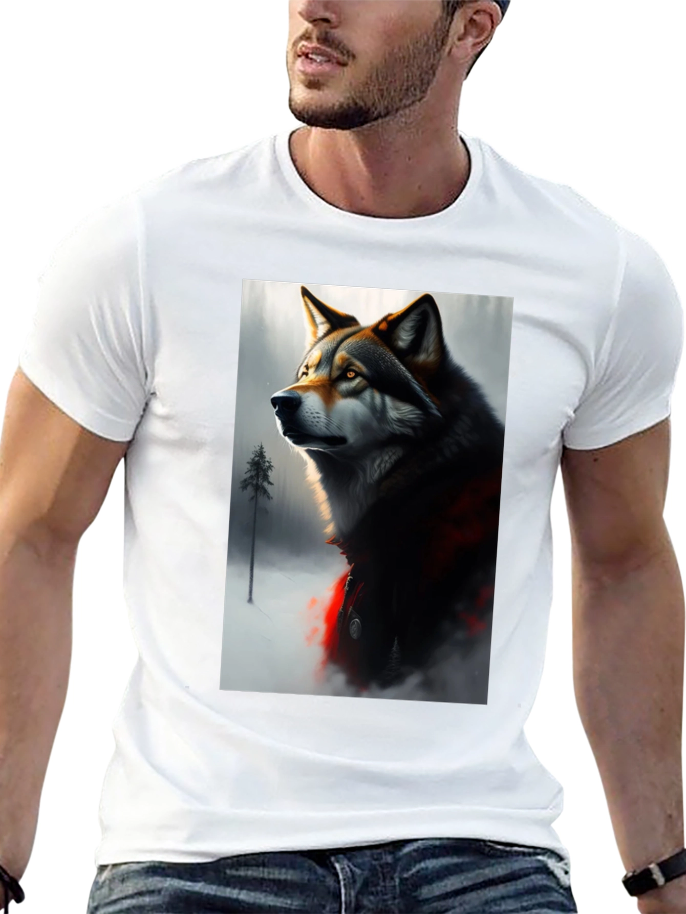 Wolf Graphic Black T-Shirt - Stylish Animal Print Tee