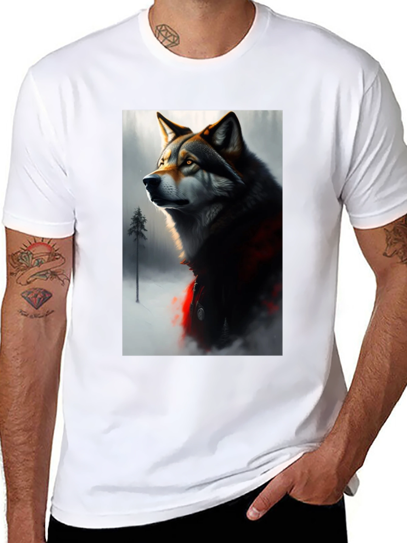 Wolf Graphic Black T-Shirt - Stylish Animal Print Tee