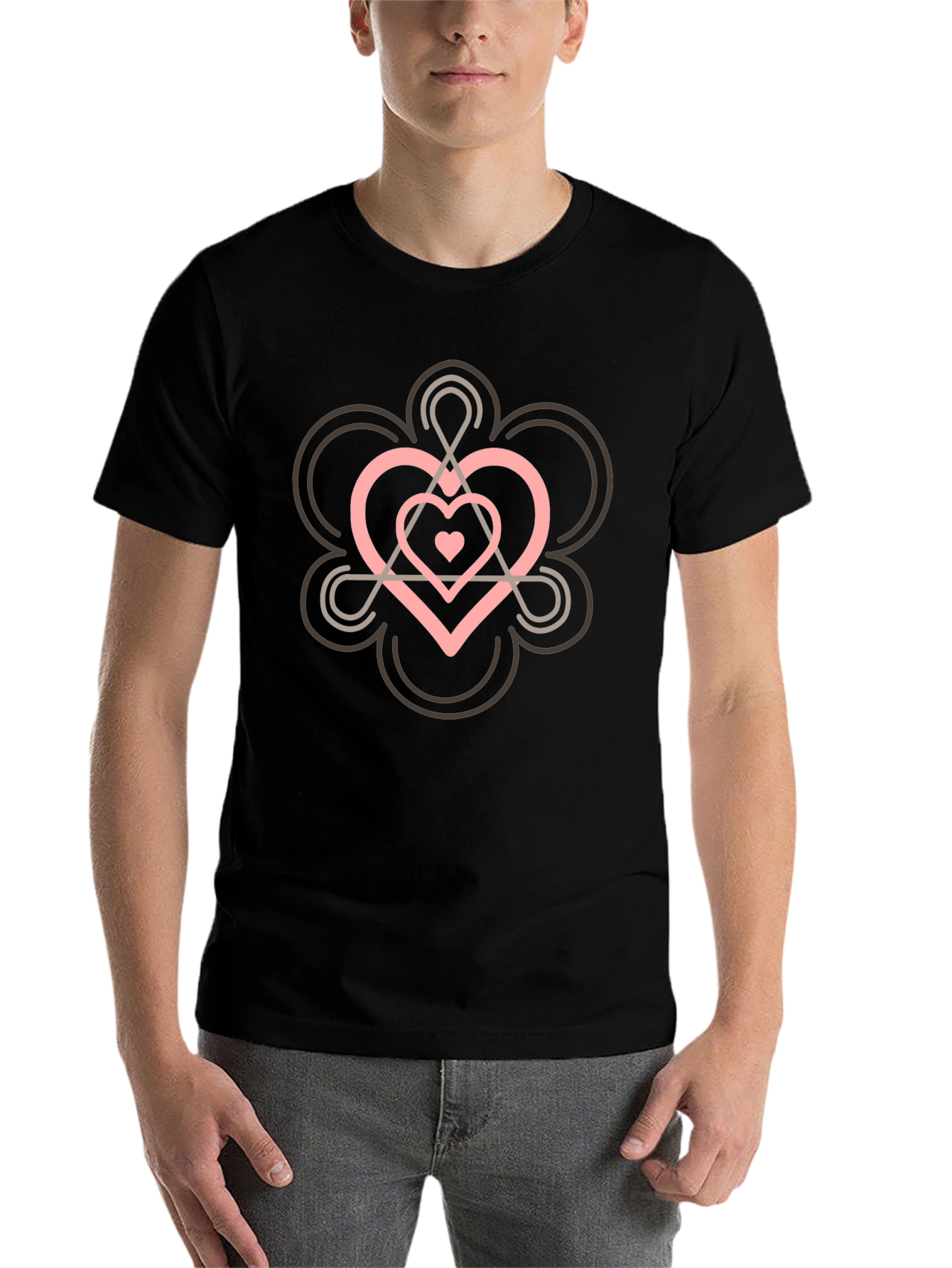 Heart Chakra Symbol Black T-Shirt