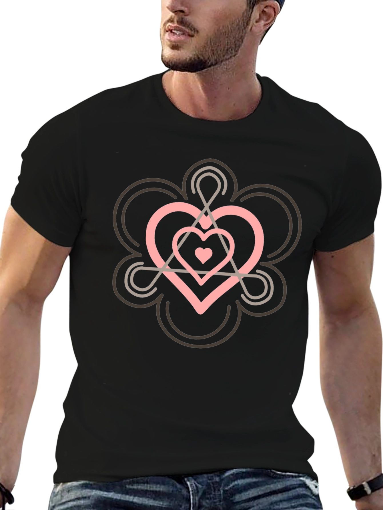 Heart Chakra Symbol Black T-Shirt