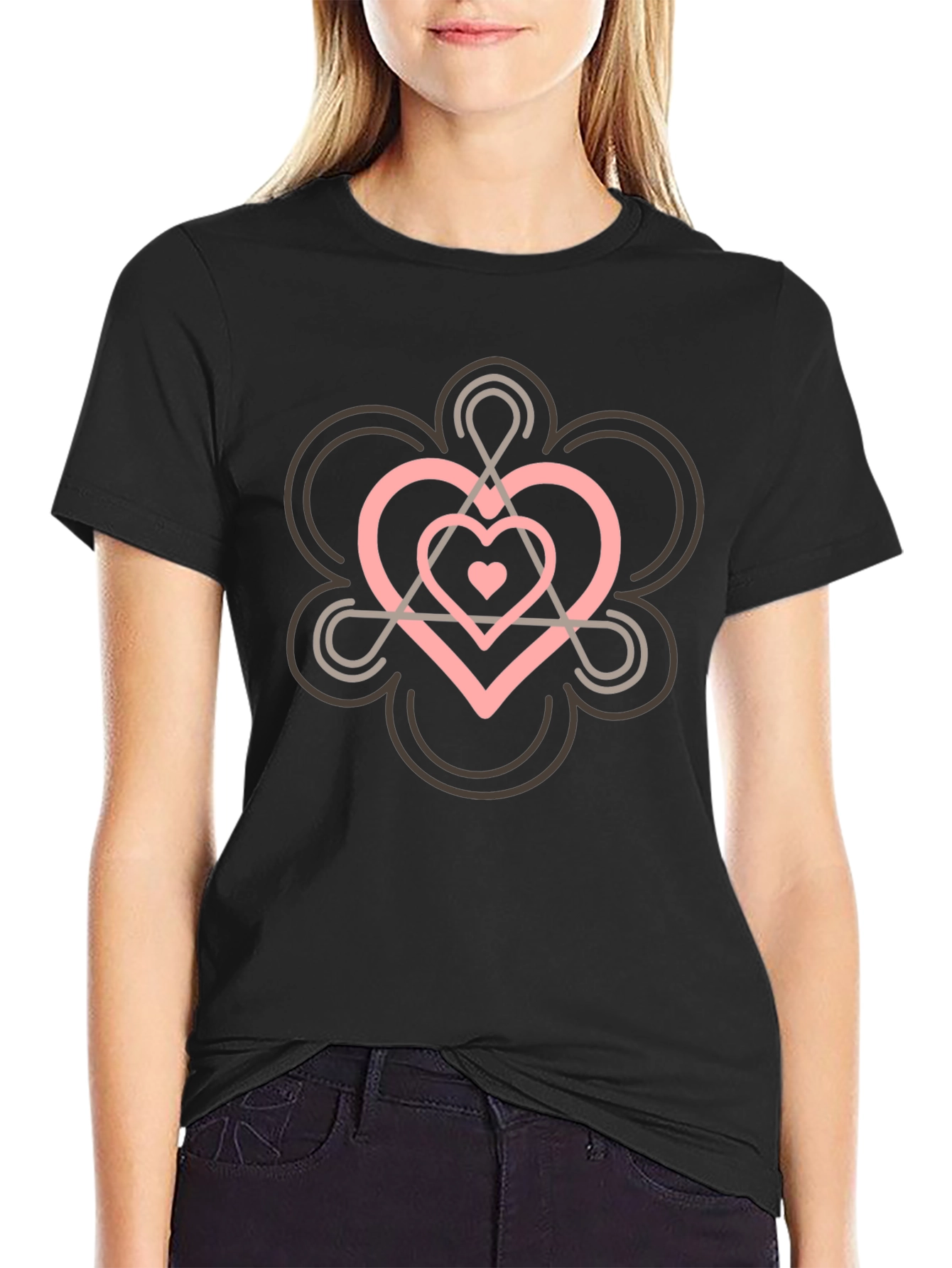 Heart Chakra Symbol Black T-Shirt