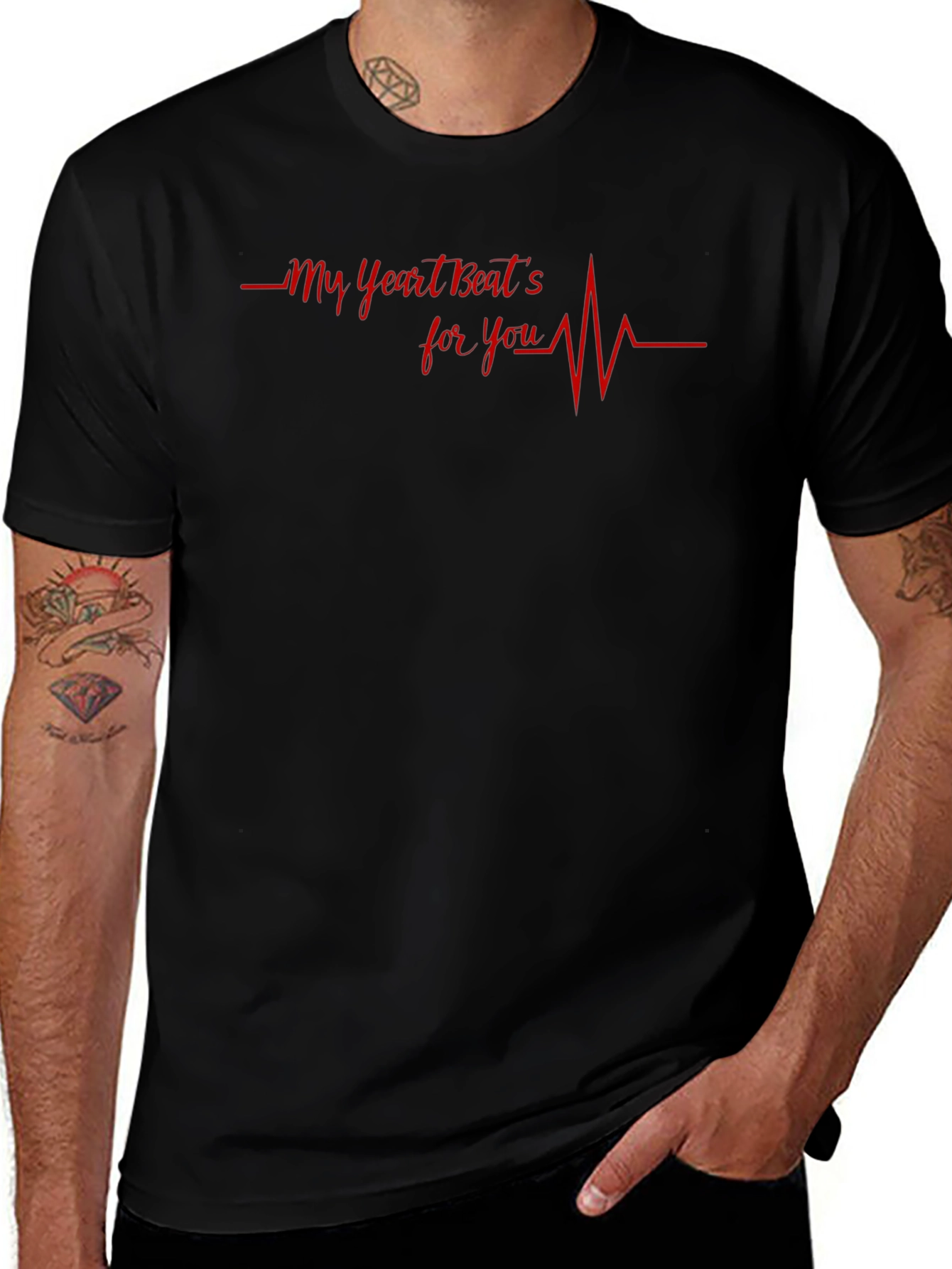 Heartbeat For You Graphic Tee - Black