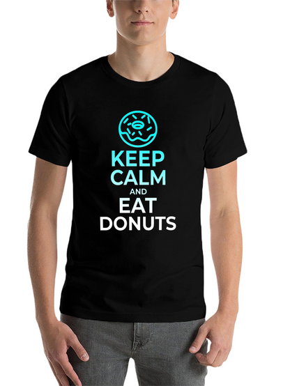 Keep Calm and Eat Donuts Black T-Shirt