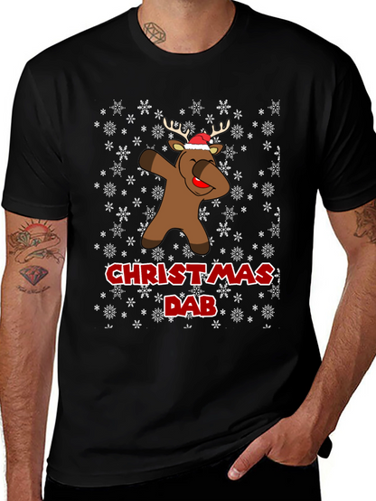 Christmas Dab Reindeer Mens Black T-Shirt