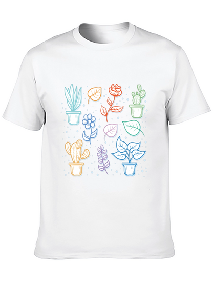 Botanical Plant Print Black T-Shirt