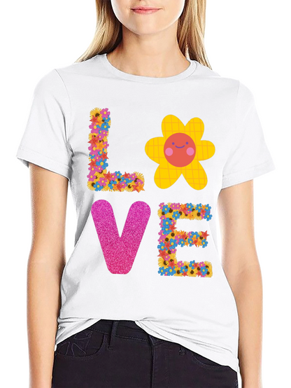 Floral LOVE Graphic Tee - Trendy Unisex T-Shirt