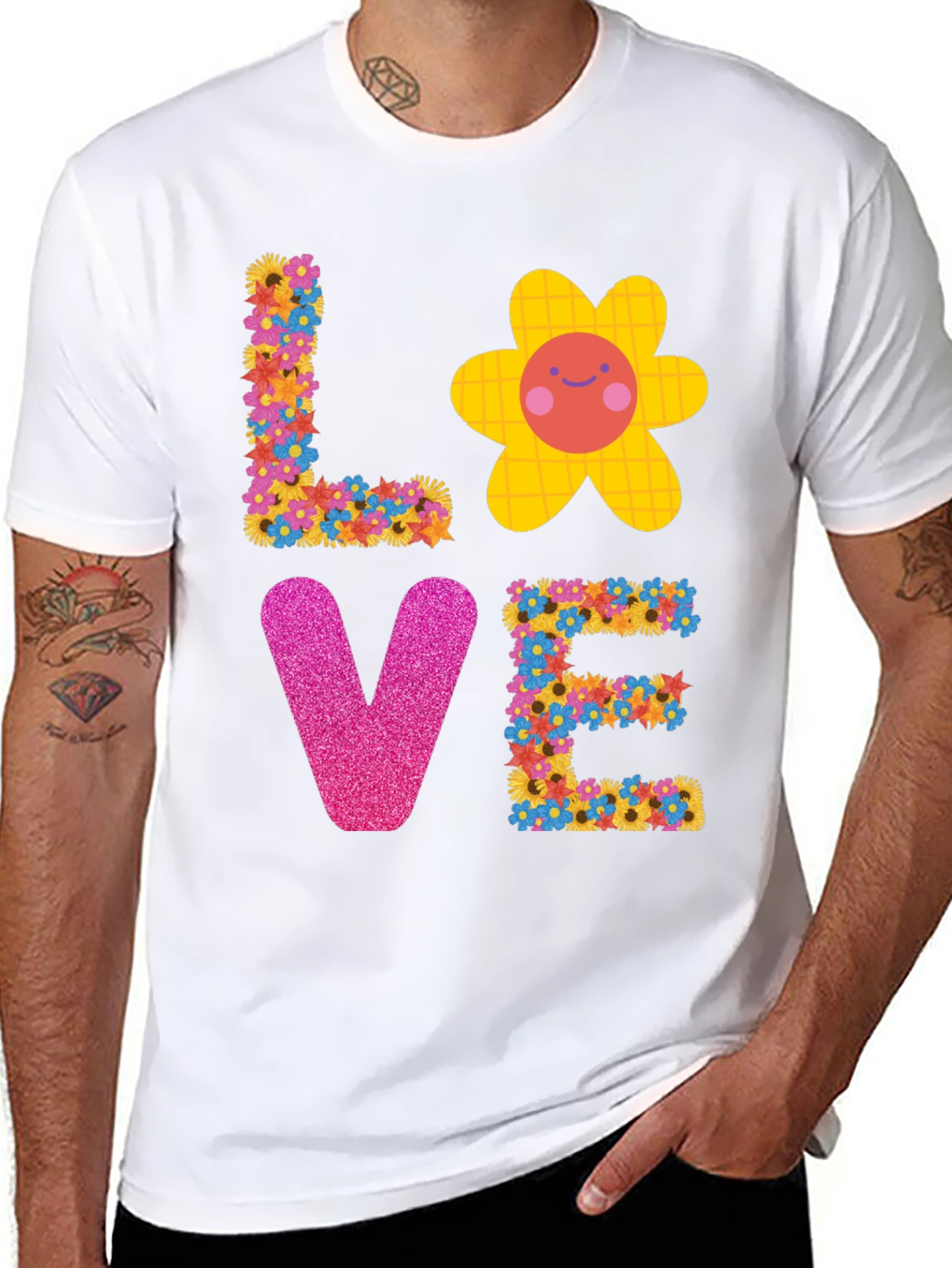 Floral LOVE Graphic Tee - Trendy Unisex T-Shirt