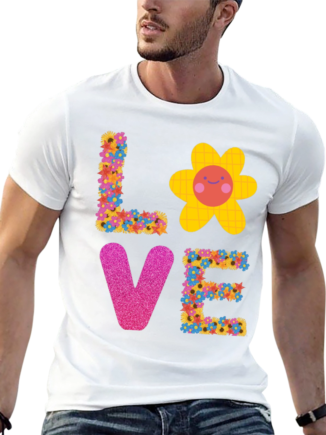 Floral LOVE Graphic Tee - Trendy Unisex T-Shirt
