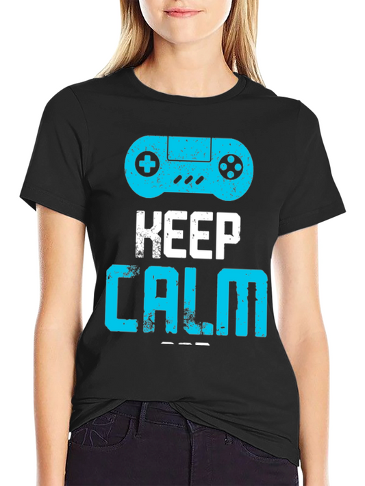 Keep Calm and Game On Black Graphic Tee