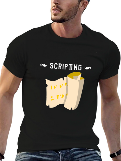 Scripting Scroll Graphic Tee - Black Cotton Comfort