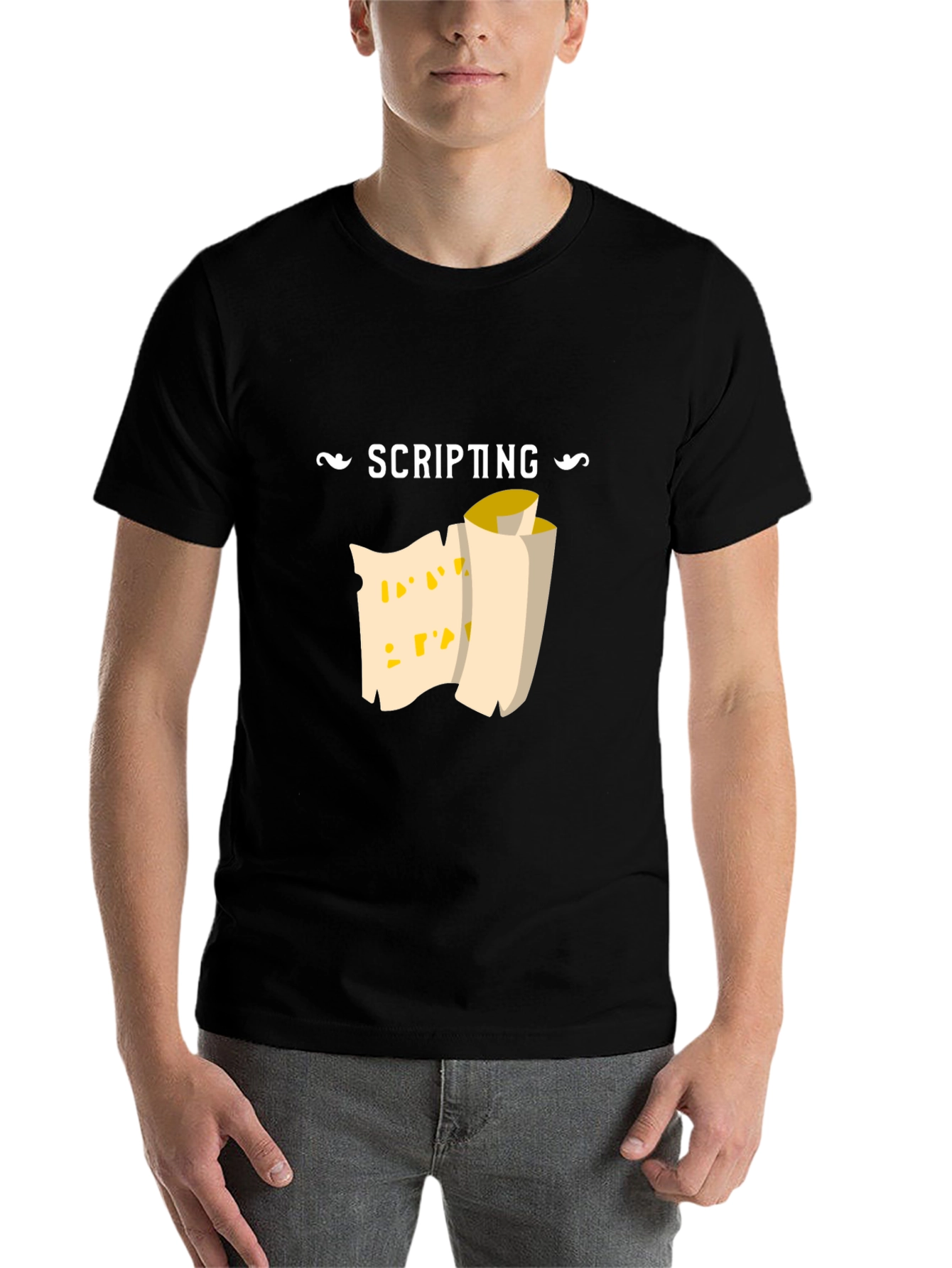 Scripting Scroll Graphic Tee - Black Cotton Comfort