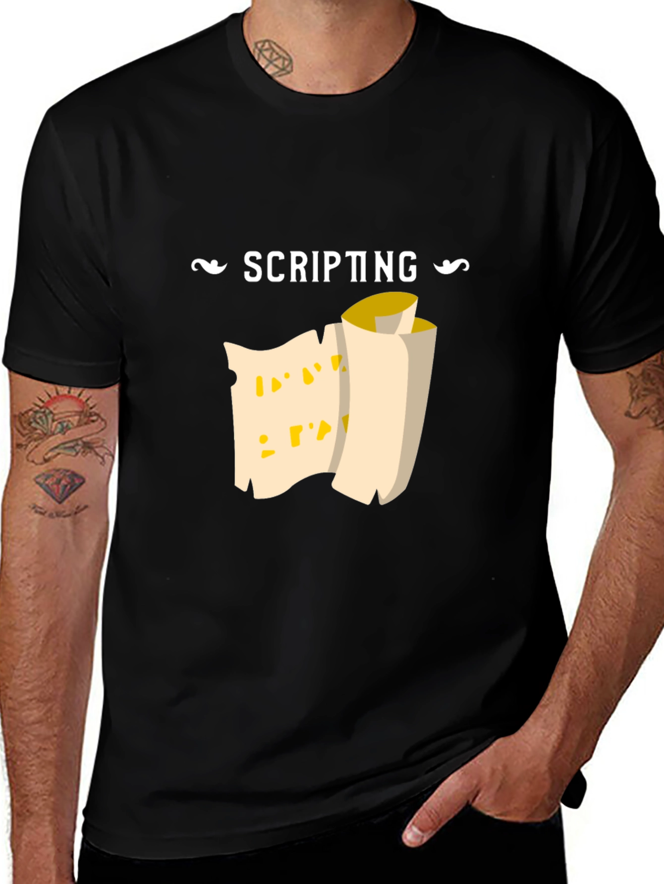 Scripting Scroll Graphic Tee - Black Cotton Comfort