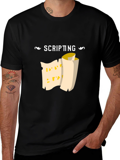 Scripting Scroll Graphic Tee - Black Cotton Comfort