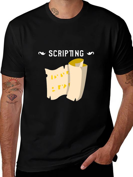 Scripting Scroll Graphic Tee - Black Cotton Comfort