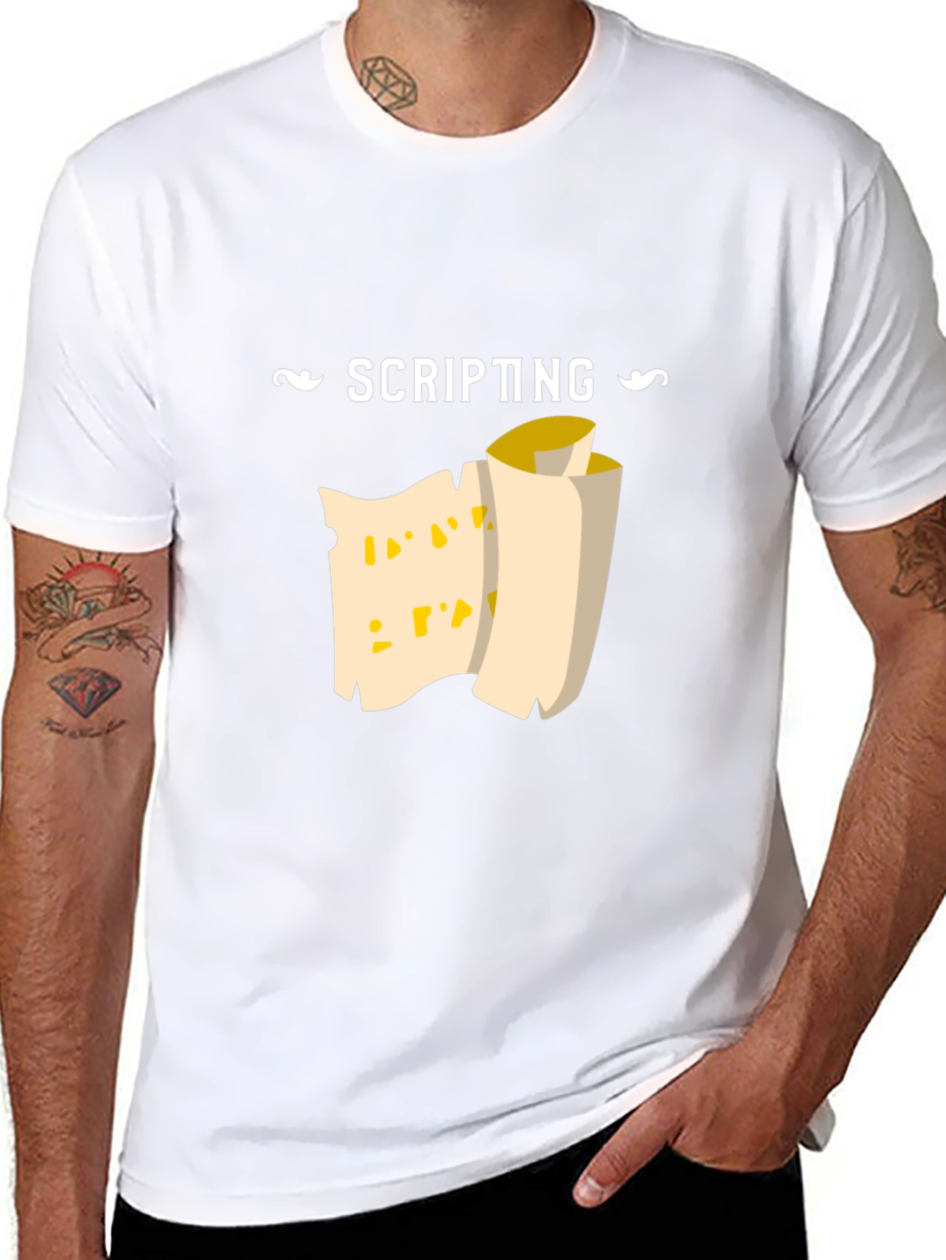 Scripting Scroll Graphic Tee - Black Cotton Comfort