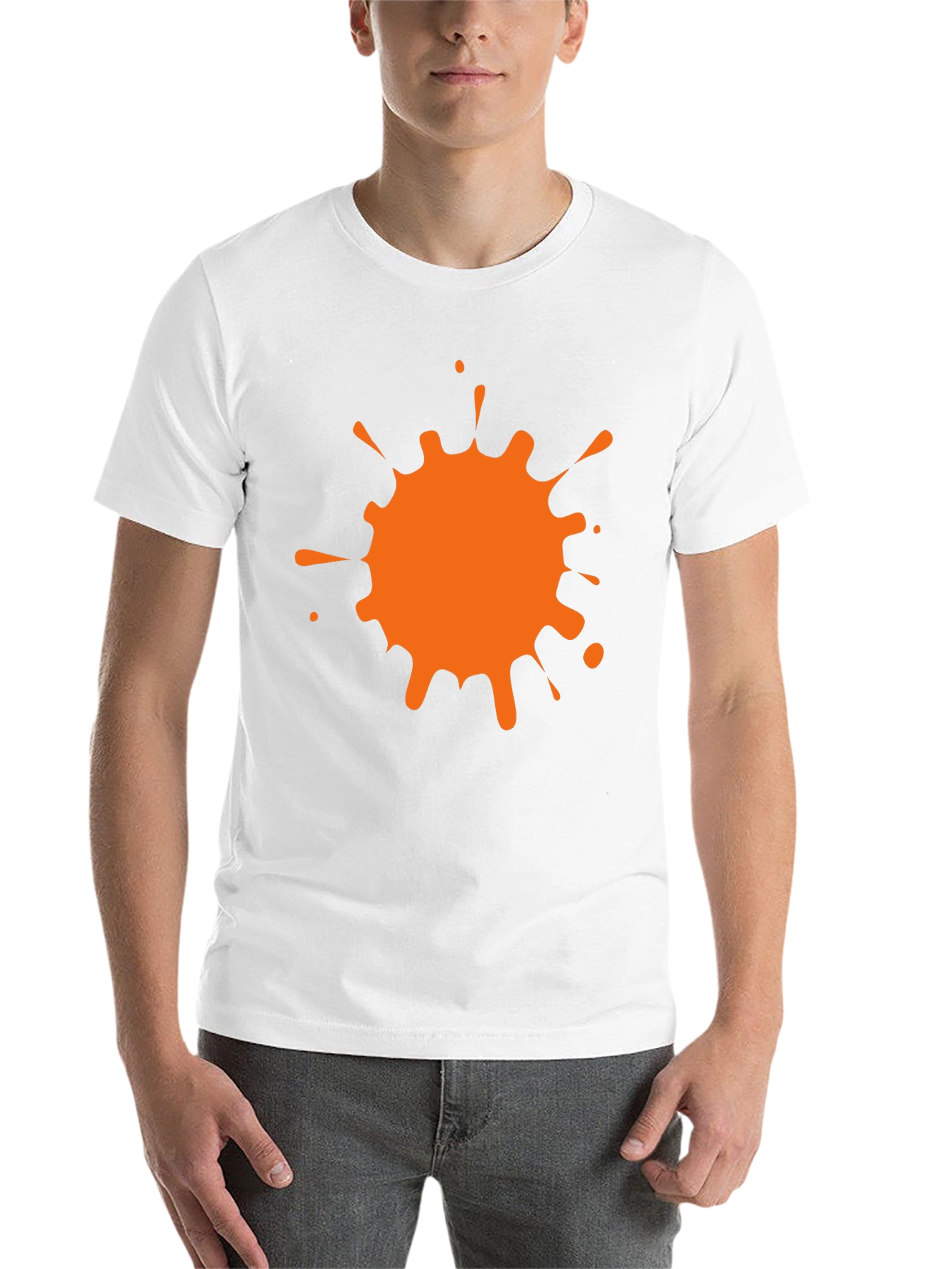 Black T-Shirt with Orange Paint Splatter
