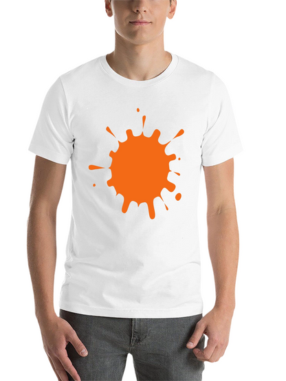 Black T-Shirt with Orange Paint Splatter