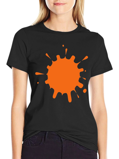 Black T-Shirt with Orange Paint Splatter