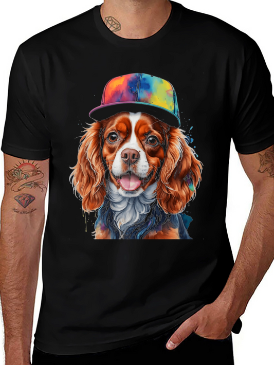 Dog Wearing Hat Graphic T-Shirt