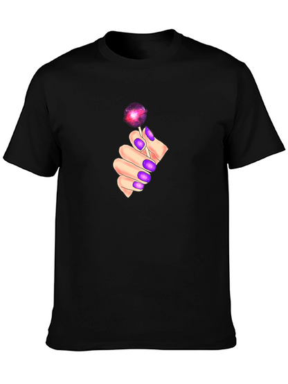 Galaxy Lollipop Graphic Tee - Black Cotton Comfort