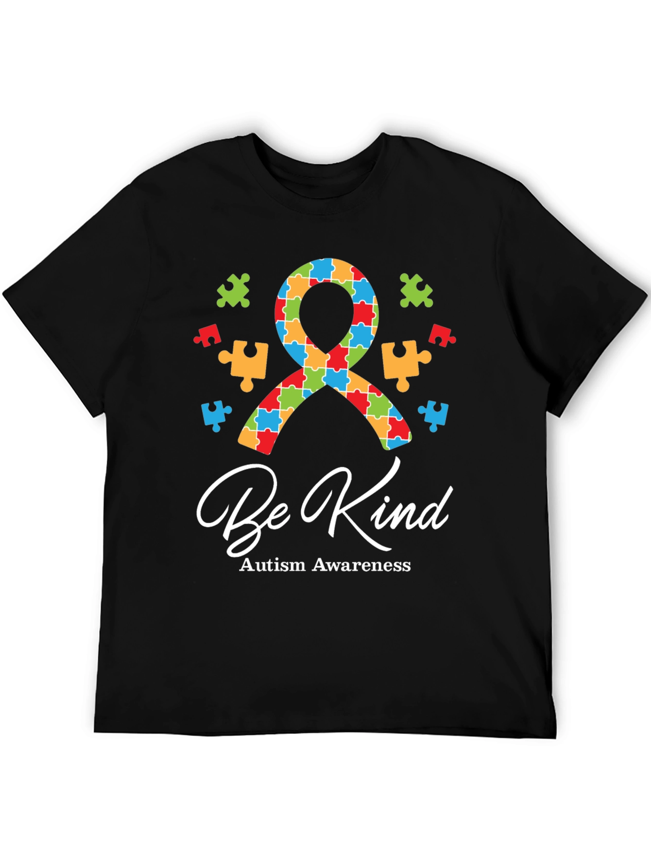 Be Kind Autism Awareness Puzzle Ribbon Graphic Tee