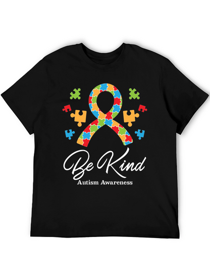 Be Kind Autism Awareness Puzzle Ribbon Graphic Tee
