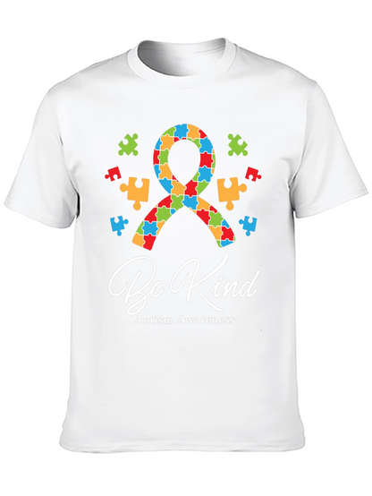 Be Kind Autism Awareness Puzzle Ribbon Graphic Tee