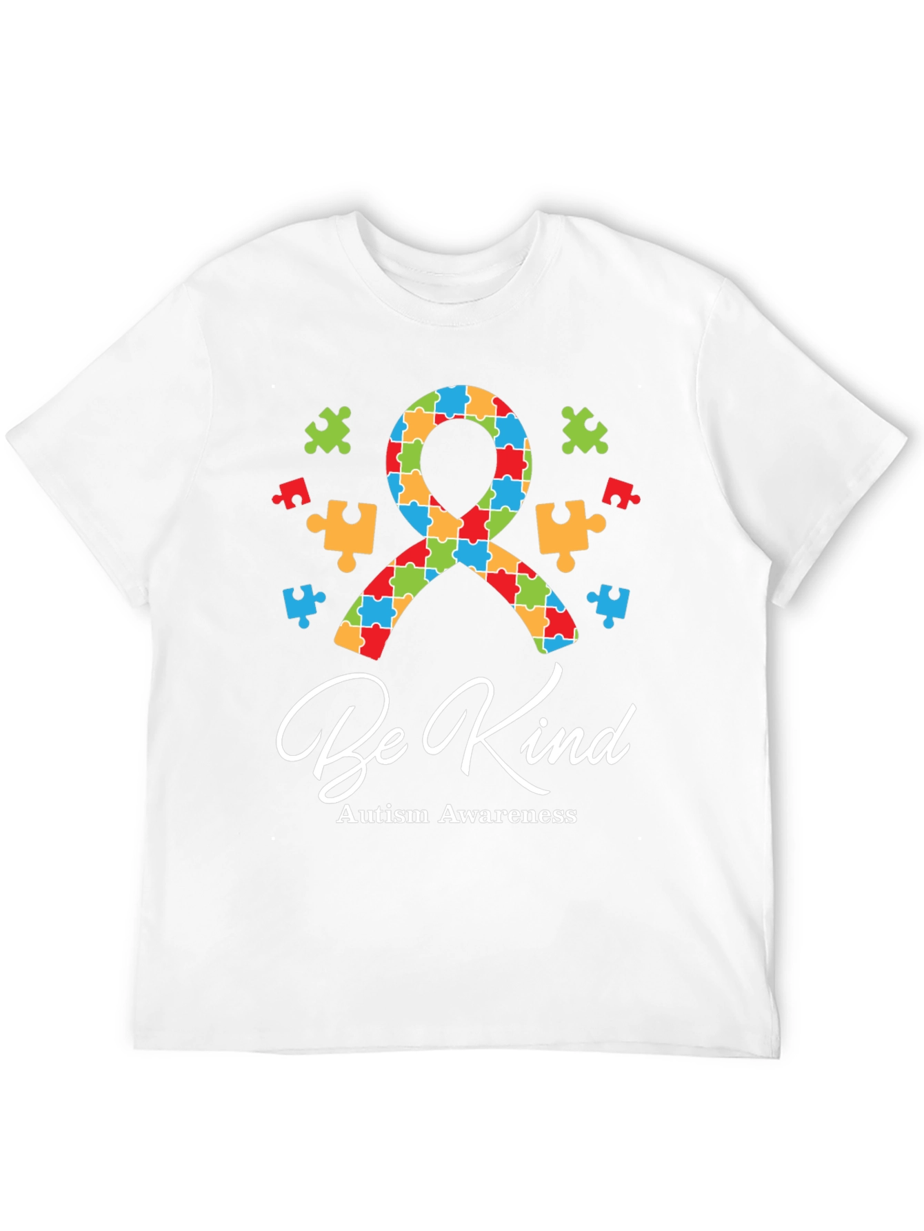Be Kind Autism Awareness Puzzle Ribbon Graphic Tee