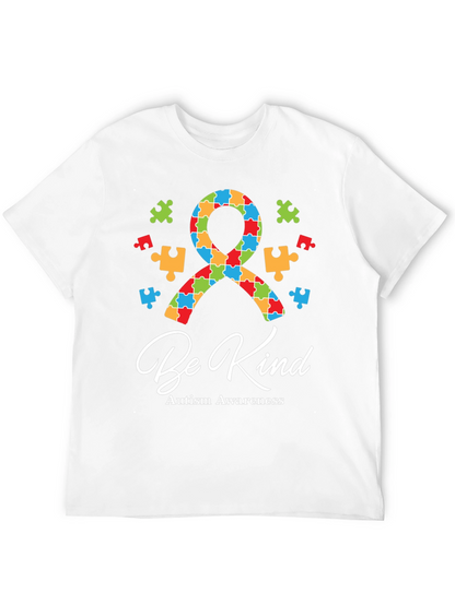 Be Kind Autism Awareness Puzzle Ribbon Graphic Tee