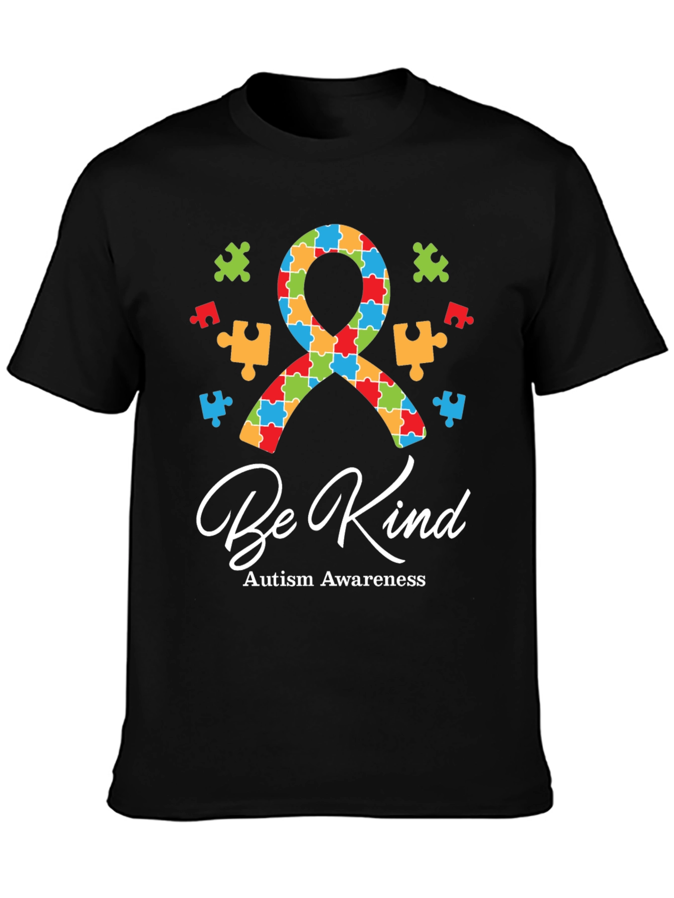 Be Kind Autism Awareness Puzzle Ribbon Graphic Tee