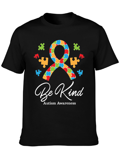 Be Kind Autism Awareness Puzzle Ribbon Graphic Tee