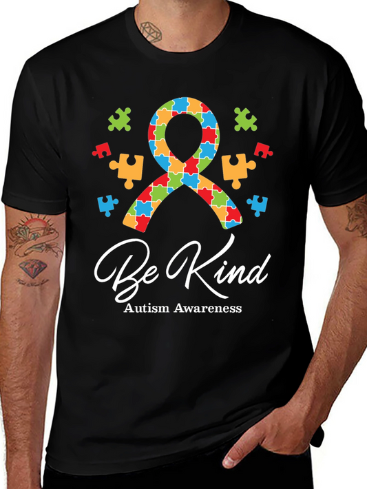 Be Kind Autism Awareness Puzzle Ribbon Graphic Tee