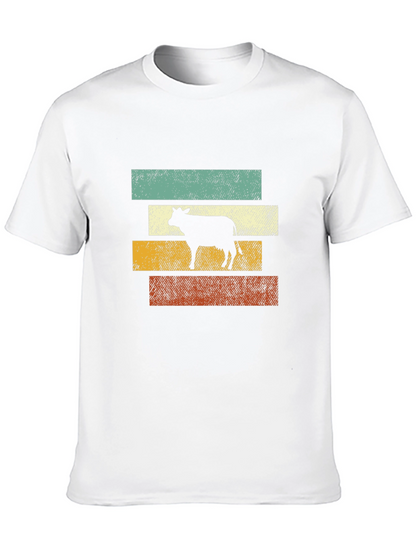Retro Cow Graphic Tee - Black Cotton T-Shirt