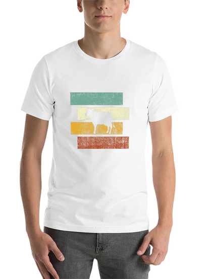Retro Cow Graphic Tee - Black Cotton T-Shirt