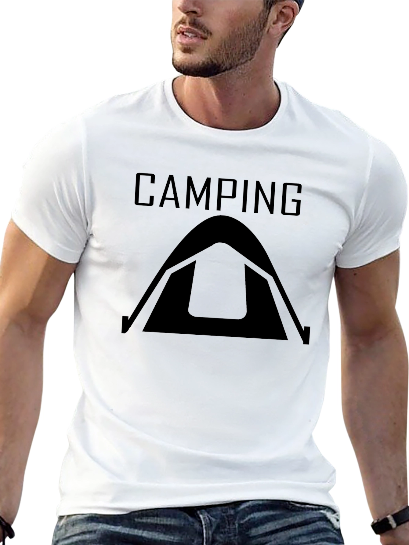 Camping Tent Graphic T-Shirt - Black