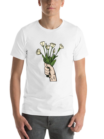 Floral Bouquet Graphic Tee - Black Cotton T-Shirt