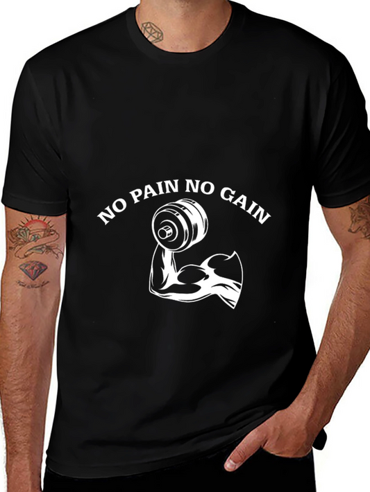 No Pain No Gain Graphic Tee - Black Gym Shirt