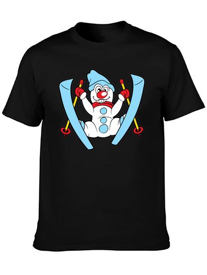 Snowman Skier Black T-Shirt