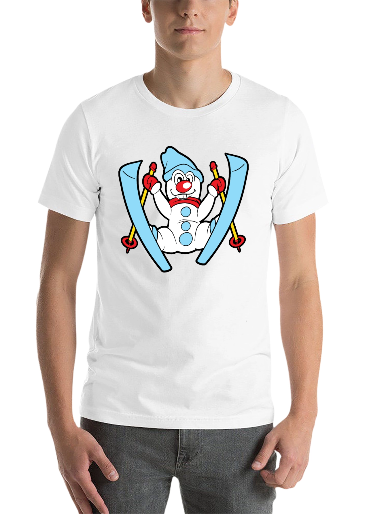 Snowman Skier Black T-Shirt