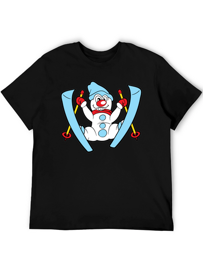 Snowman Skier Black T-Shirt