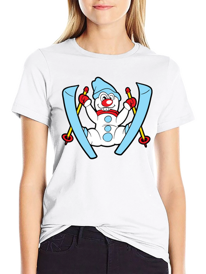Snowman Skier Black T-Shirt