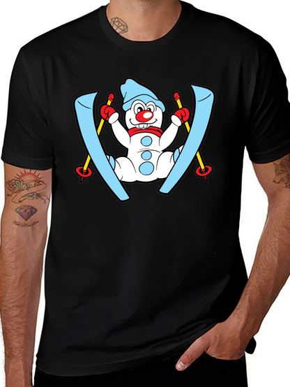 Snowman Skier Black T-Shirt