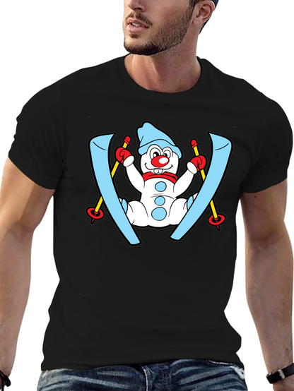 Snowman Skier Black T-Shirt