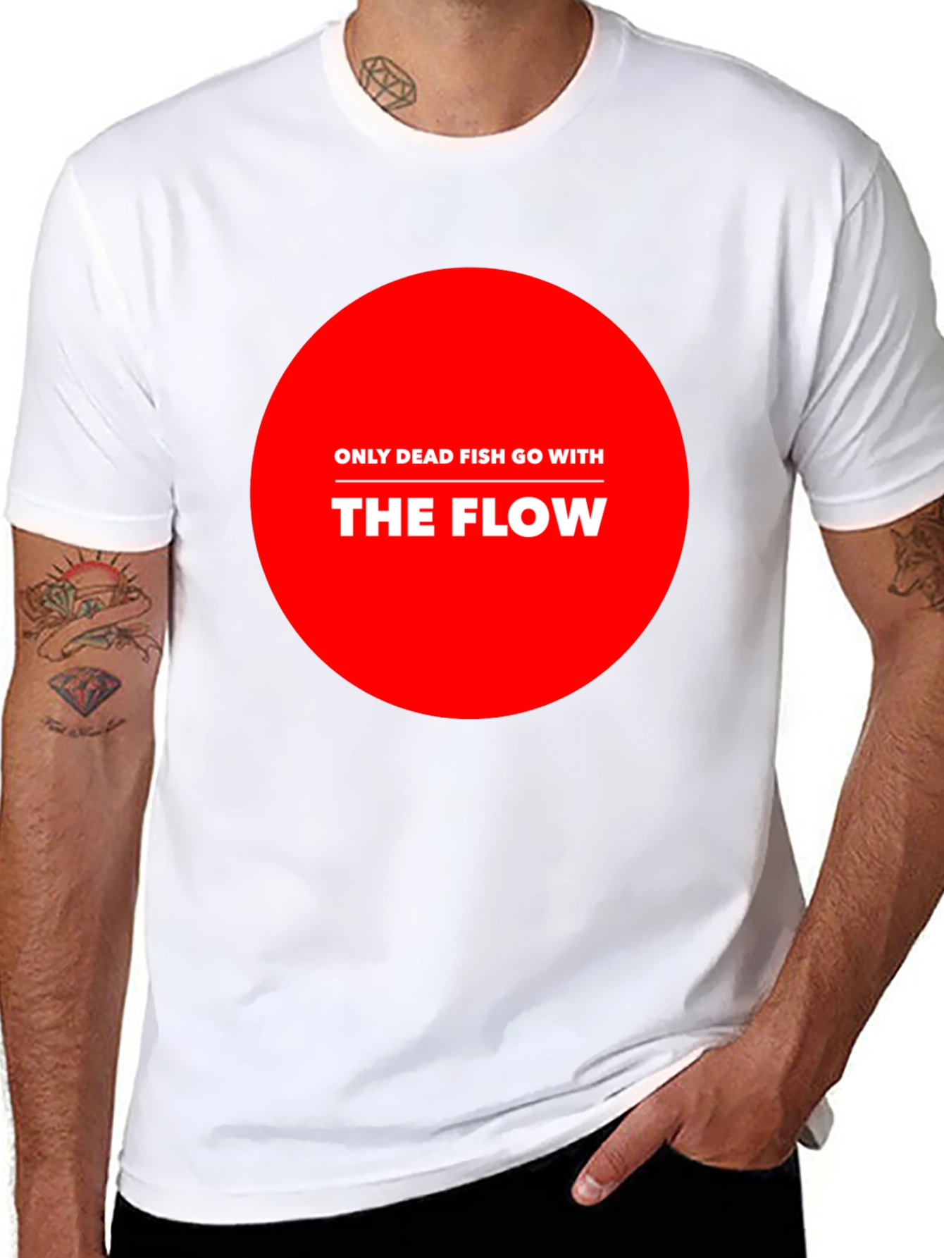 Only Dead Fish Go With The Flow Graphic Tee