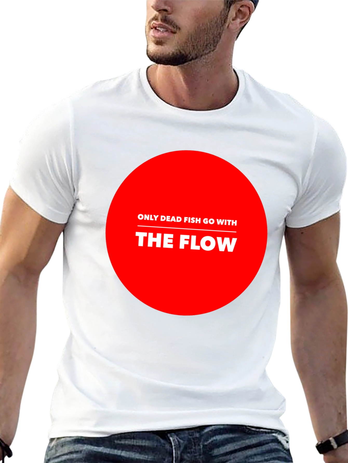 Only Dead Fish Go With The Flow Graphic Tee