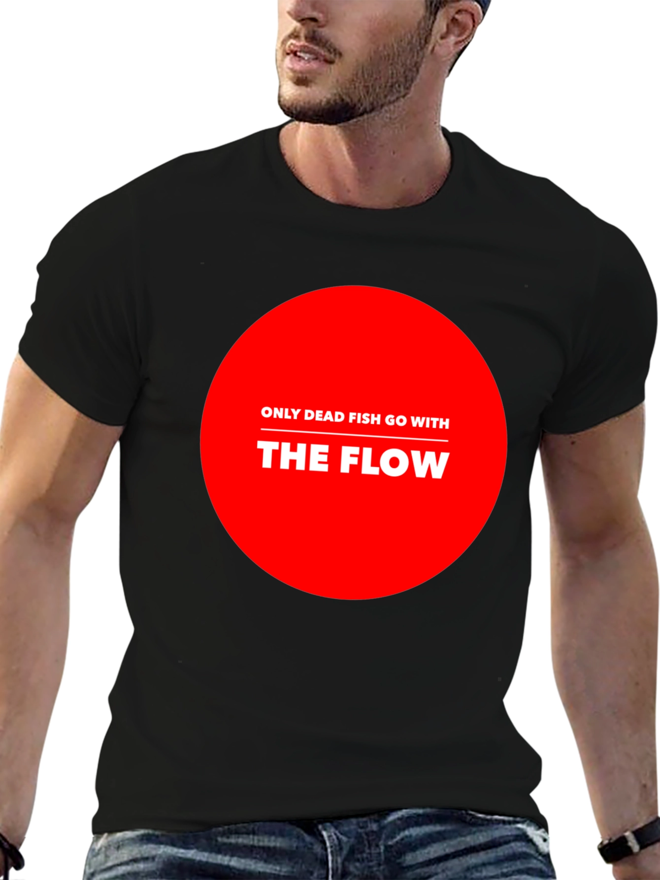 Only Dead Fish Go With The Flow Graphic Tee