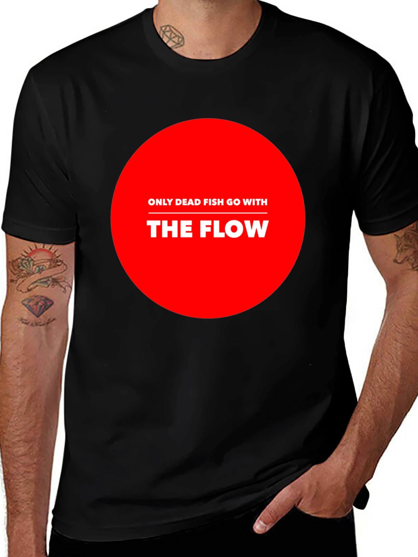 Only Dead Fish Go With The Flow Graphic Tee