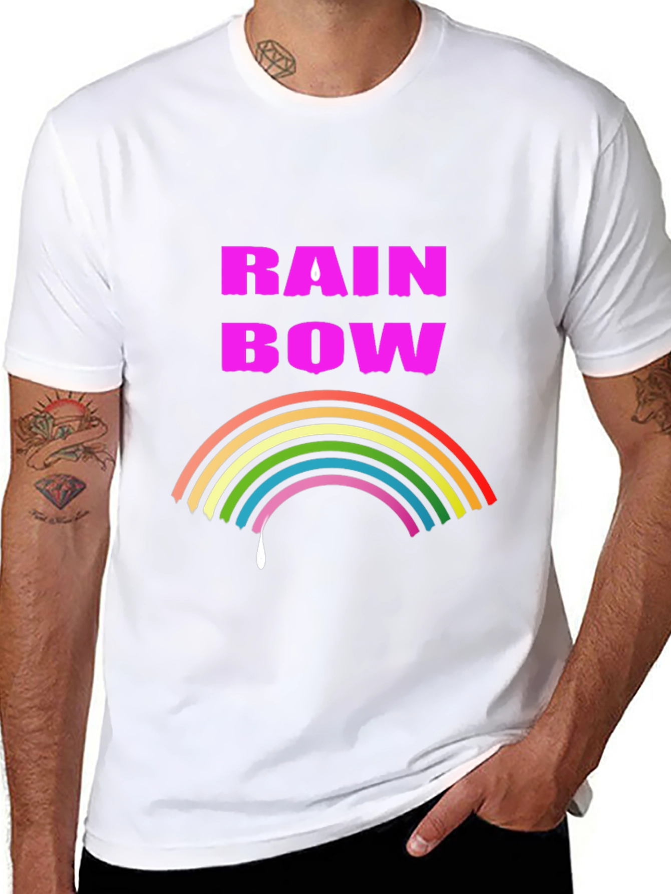 Rainbow Drip Graphic Tee - Stylish Black T-Shirt
