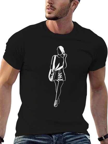 Modern Silhouette Graphic Tee - Black