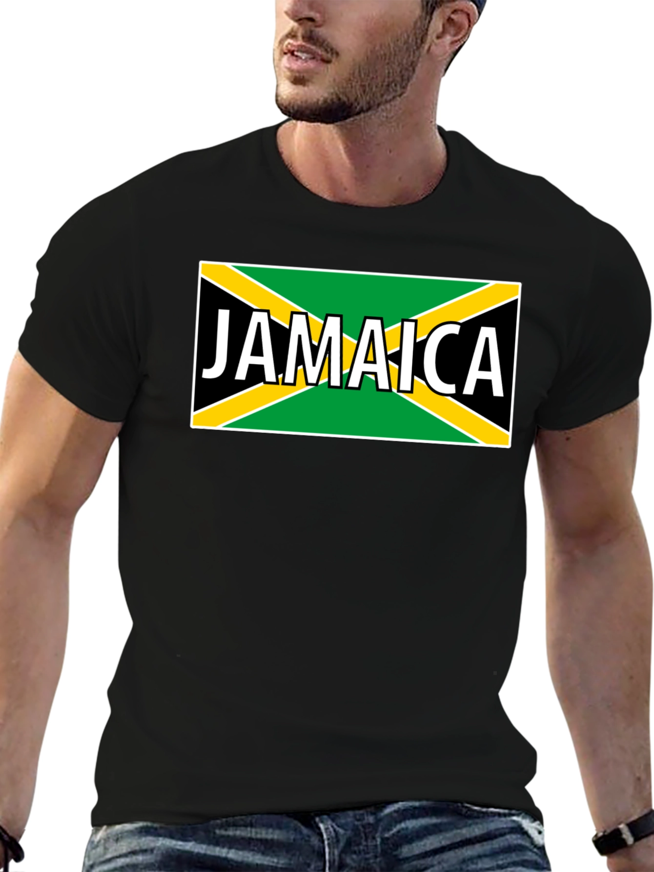 Jamaica Flag Graphic Black T-Shirt